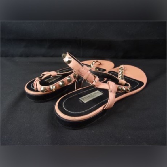Balenciaga Women's Pink Studded T-Bar Sandals Size: 38 - Picture 12 of 14